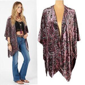 NWT Boho Burnout Velvet Kimono Cardigan One Size Whimsigoth Indie Festival